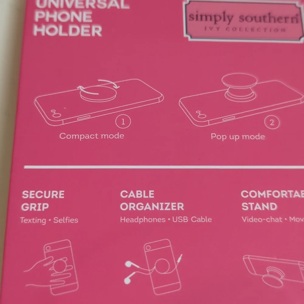 Set of 2 New Universal Phone Holders Pop Up Simply Southern Hippo & Otter quotes
